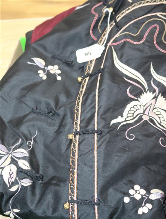 A black silk embroidered robe